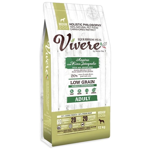 12 kg. Vivere täissööt keskmist kasvu täiskasvanud koertele pardiliha & riisiga