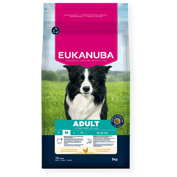 12 kg. Eukanuba täissööt keskmist kasvu täiskasvanud koertele kana-ja kalkunilihaga