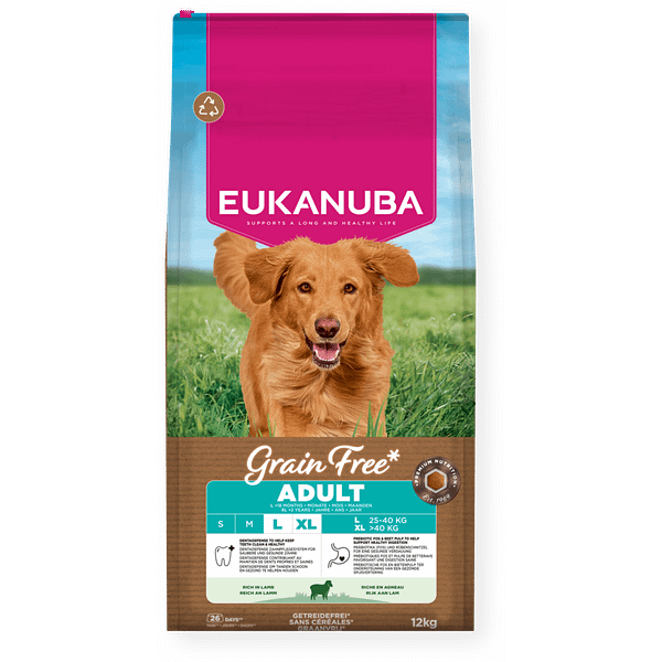 12 kg. Eukanuba teraviljavaba täissööt suurt kasvu täiskasvanud koertele lambalihaga