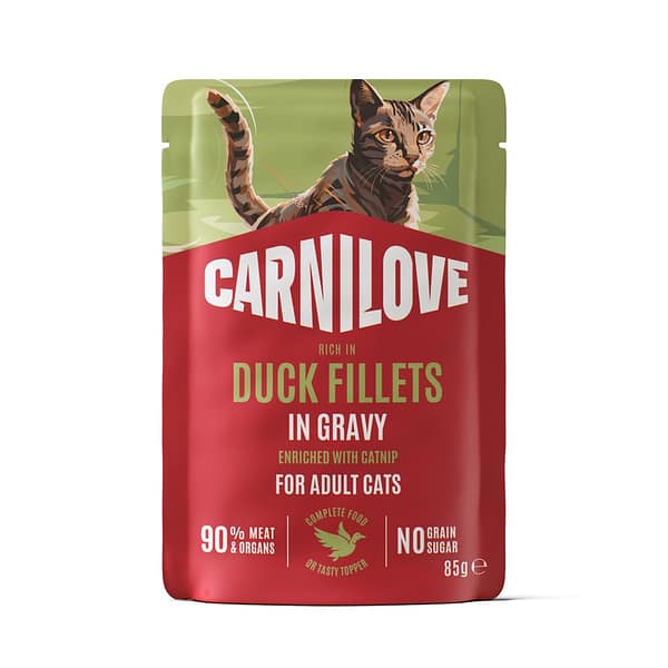 85 gr. Carnilove Duck Gravy with Catnip teraviljavaba märgtoit täiskasvanud kassidele pardiliha & naistenõgesega