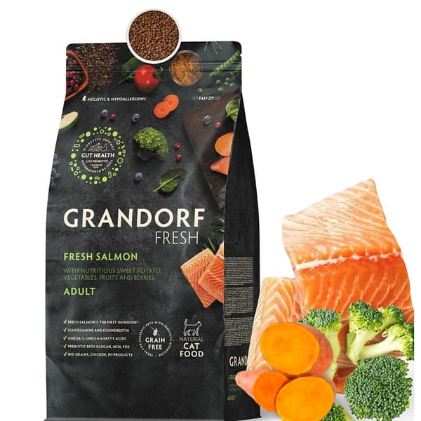 Grandorf-Fresh-Salmon-Adult 2 kg. Grandorf teraviljavaba täissööt täiskasvanud kassidele värske lõhega
