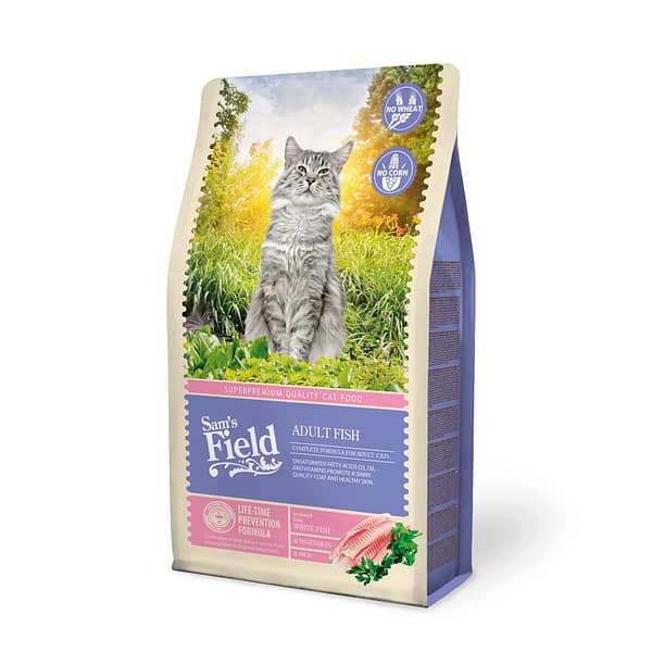 2,5 kg. Sam's Field Adult nisuvaba täissööt täiskasvanud kassidele kalaga
