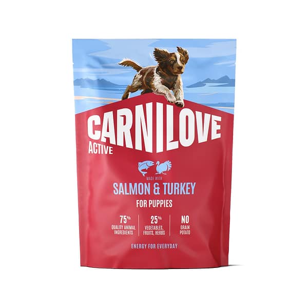 8595602581344.jpg 1,5 kg. Carnilove Active teravilja-ja kartulivaba täissööt kutsikatele lõhe & kalkunilihaga