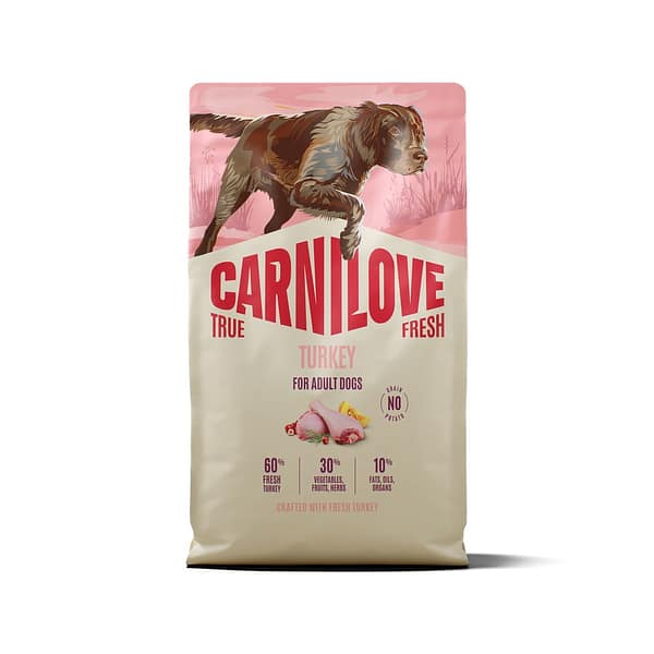 4 kg. Carnilove True Fresh teravilja-ja kartulivaba täissööt igas suuruses täiskasvanud koertele värske kalkunilihaga