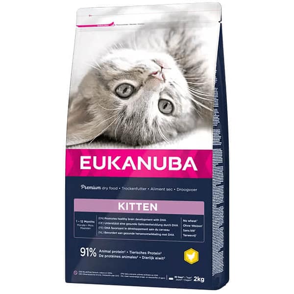 2 kg. Eukanuba Kitten täissööt kassipoegadele ja imetavatele emaskassidele kana-& kalkunilihaga