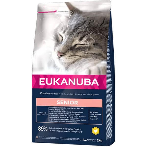 2 kg. Eukanuba Senior täissööt üle 7-aastastele kassidele kana-ja kalkunilihaga