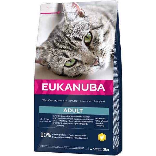 2 kg. EUKANUBA täissööt täiskasvanud kassidele kana-& kalkunilihaga