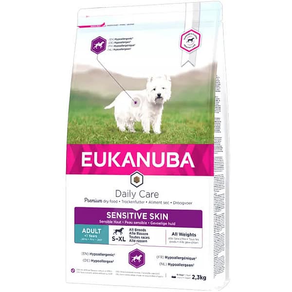12 kg. Eukanuba Adult S-XL täissööt igas suuruses tundliku nahaga täiskasvanud koertele kalaga