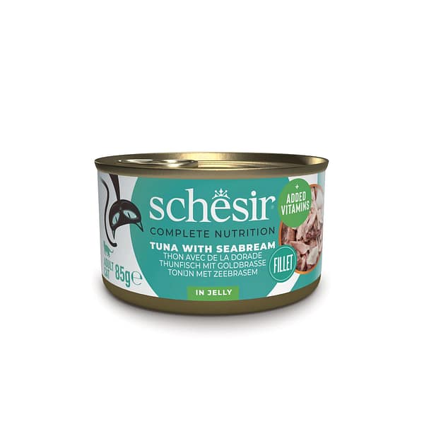 Schesir Complete Nutrition märgtoit täiskasvanud kassidele tuunikala & merilatikas tarretises 85 gr.