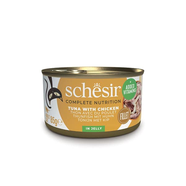 Schesir Complete Nutrition konservsööt täiskasvanud kassidele tuunikala & kanaga tarretises 85 gr.