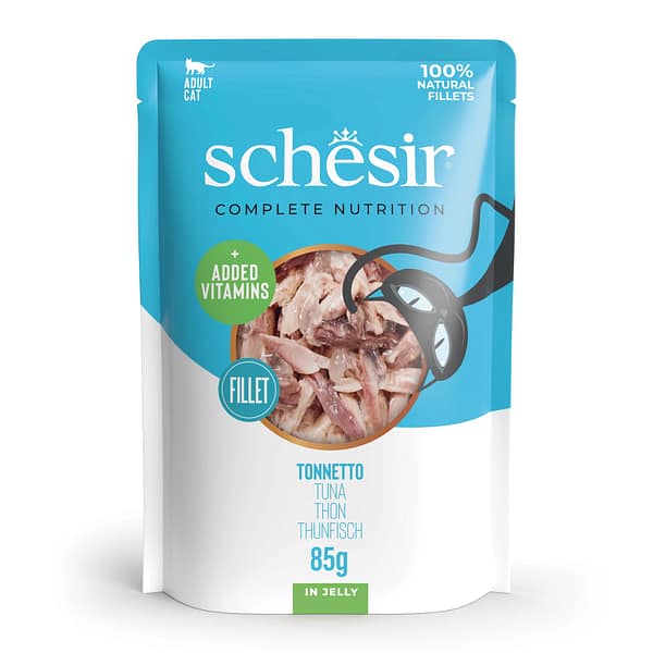 9115.jpg Schesir Complete Nutrition konservsööt täiskasvanud kassidele tuunikala tarretises 85 gr.