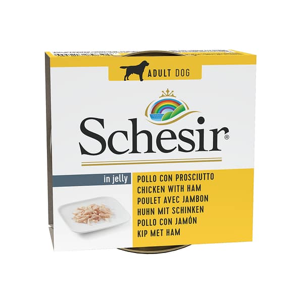 Schesir konservsööt täiskasvanud koertele kanaliha & sink tarretises 150 gr.