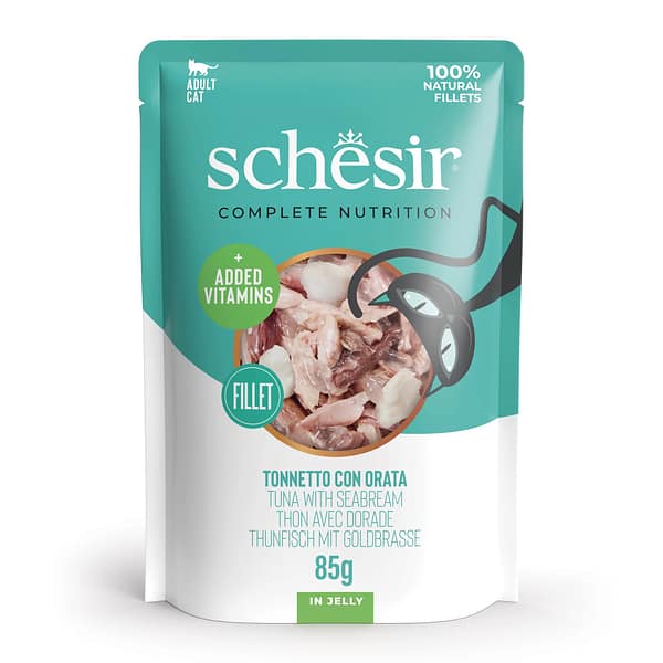 Schesir Complete Nutrition konservsööt täiskasvanud kassidele tuunikala merilatikaga tarretises 85 gr.