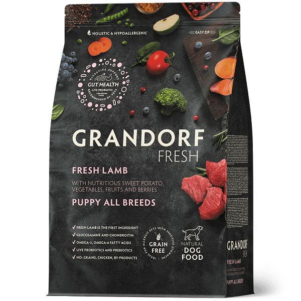 10 kg. Grandorf Fresh teraviljavaba täissööt kutsikatele värske lambaliha & bataadiga