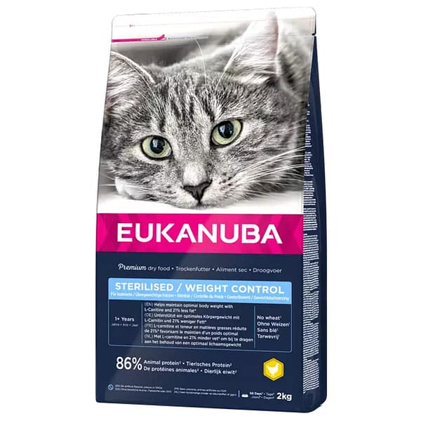 L-00300.jpg 2 kg. EUKANUBA täissööt steriliseeritud/kastreeritud ning kaaluprobleemidega täiskasvanud kassidele kana-& kalkunilihaga