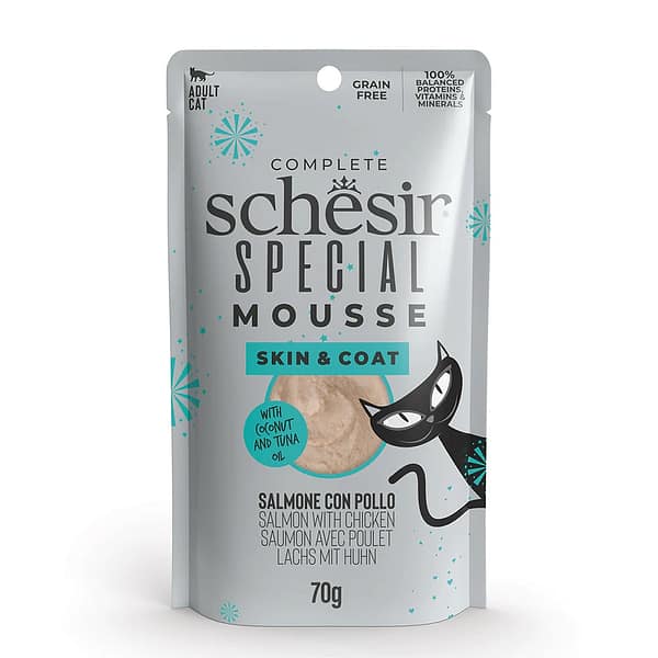 Schesir Special Skin & Coat teraviljavaba konservsööt vahuna täiskasvanud kassidele lõhega 70 gr.