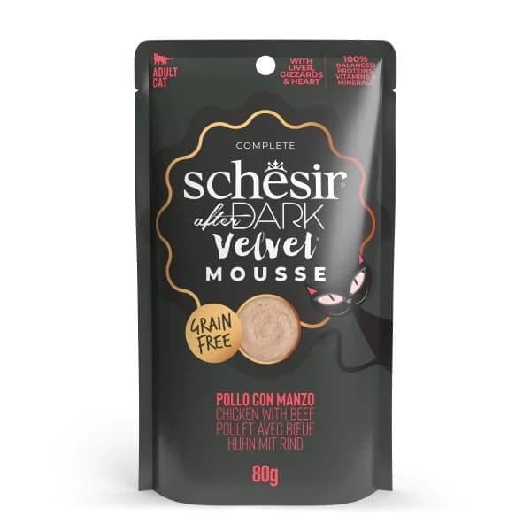Schesir After Dark teraviljavaba konservsööt vahuna täiskasvanud kassidele kana-& loomalihaga 80 gr.