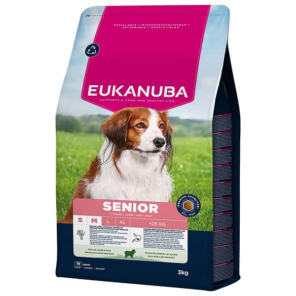 L-01239.jpg 3 kg. Eukanuba Senior S-M täissööt väikest- ja keskmist kasvu seeniorkoertele lambaliha & riisiga