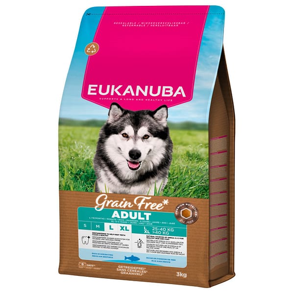 3 kg. Eukanuba Adult L-XL teraviljavaba täissööt suurt kasvu täiskasvanud koertele ookeanikalaga