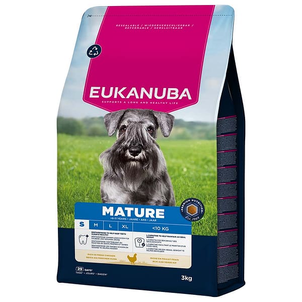 3 kg. EUKANUBA Mature S täissööt kanalihaga väikest kasvu koertele vanusest 8+ aastat