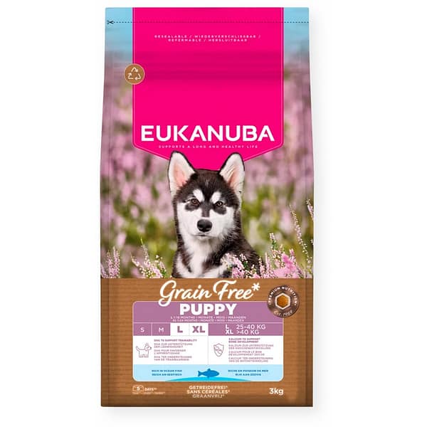 3 kg.Eukanuba Puppy L-XL teraviljavaba täissööt suurt kasvu kutsikatele ookeanikalaga