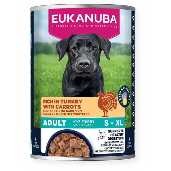 L-01444.jpg 400 gr. Eukanuba teravilja-ja kartulivaba konservsööt täiskasvanud koertele kana-ning kalkuniliha & porganditega
