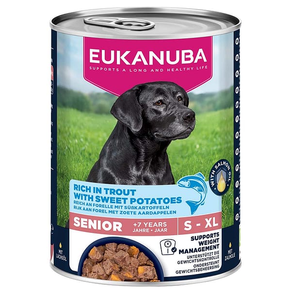 400 gr. Eukanuba teraviljavaba konservsööt seeniorkoertele kanaliha & forelliga