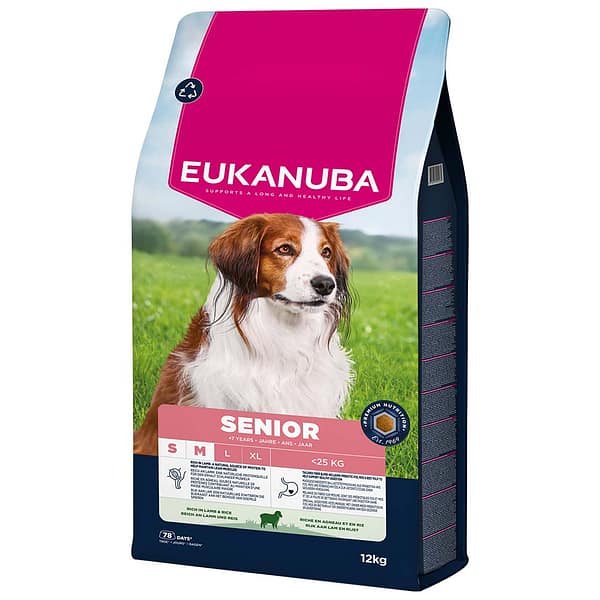12 kg. Eukanuba Senior S-M täissööt väikest-ja keskmist kasvu seeniorkoertele lambaliha & riisiga