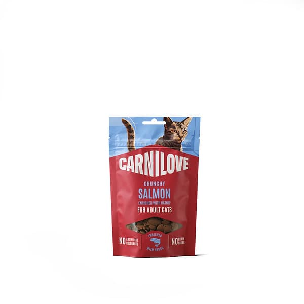 Carnilove Salmon with Catnip teraviljavabad krõmpsuvad maiused täiskasvanud kassidele lõhe & naistenõgesega 50 gr.