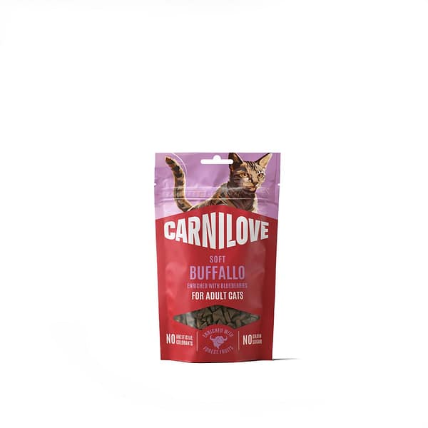 Carnilove Buffalo with Blueberries pehmed teraviljavabad maiused täiskasvanud kassidele pühvliliha & mustikatega 50 gr.