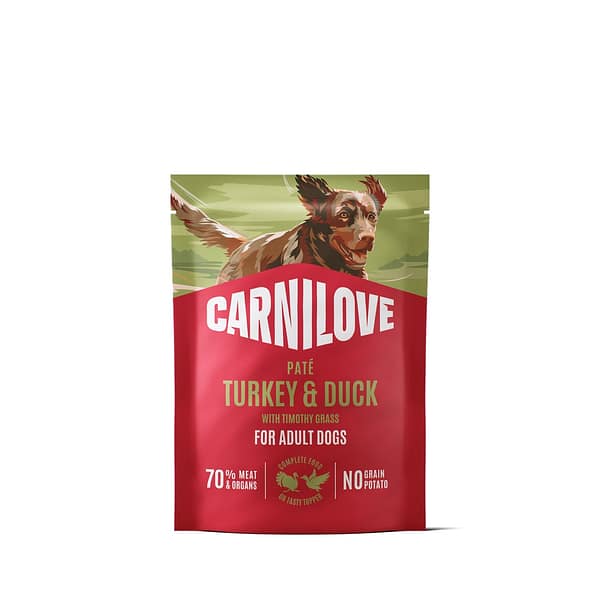 300 gr. Carnilove Pate teravilja-ja kartulivaba märgsööt pasteedina täiskasvanud koertele kalkuni-& pardilihaga ning timutiheinaga