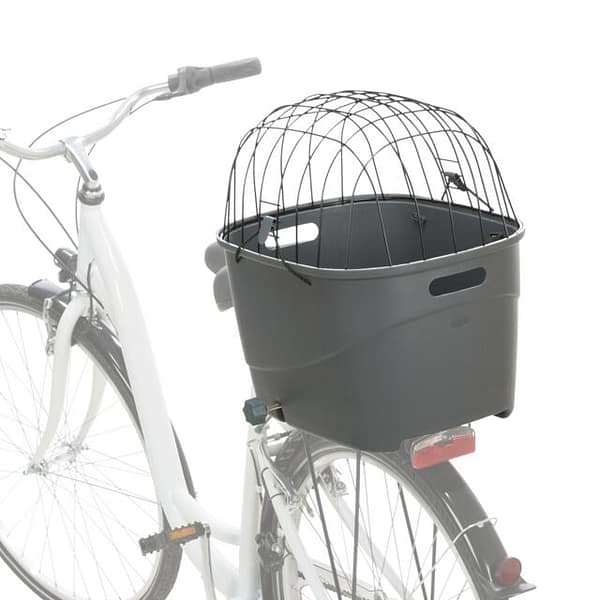 13115.jpg Plastikust hall transpordikast jalgratta pakiraamile, loomale kaaluga max. 6 kg.