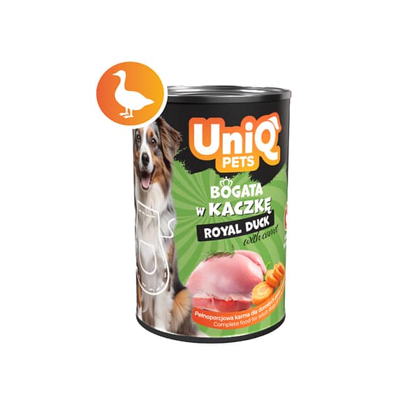 375 gr. UniQ Pets Royal Duck teraviljavaba monoproteiiniga/part konservsööt täiskasvanud koertele