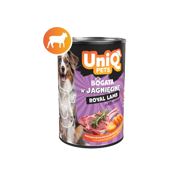 5903843431787.jpg 375 gr. UniQ Pets Royal Lamb teraviljavaba monoproteiiniga/lammas konservsööt täiskasvanud koertele