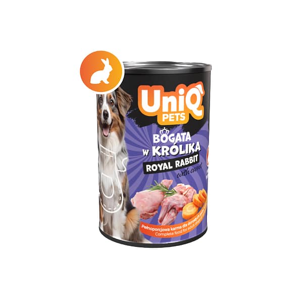 5903843434856.jpg 375 gr. UniQ Pets Royal Rabbit teraviljavaba monoproteiiniga/küülik konservsööt täiskasvanud koertele