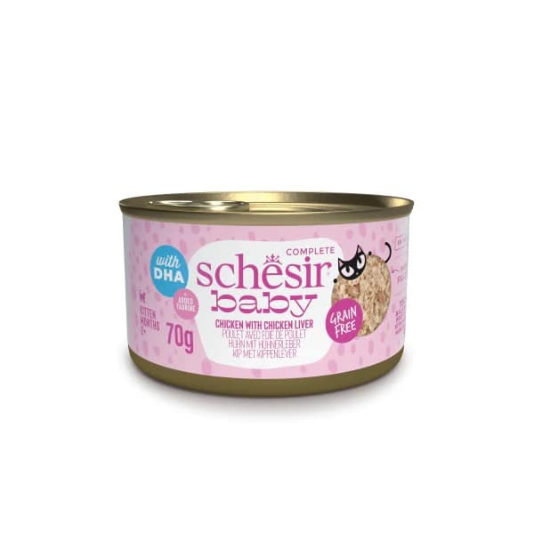 70 gr. Schesir Baby Cat teraviljavaba konservsööt kassipoegadele kanaliha & kanamaksaga