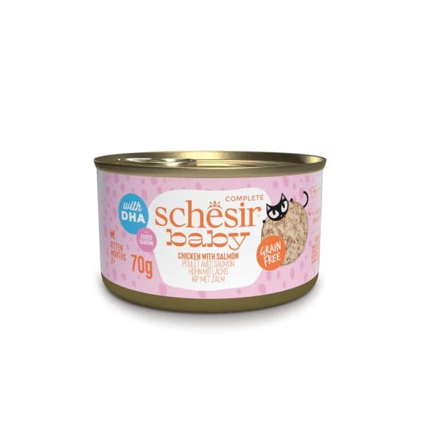 70 gr. Schesir Baby Cat teraviljavaba konservsööt kassipoegadele kanaliha & lõhega