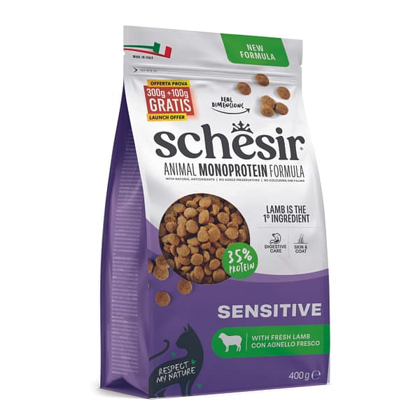 Exclusive Mockups for Branding and Packaging Design 400 gr. Schesir Animal Monoprotein Sensitive täissööt täiskasvanud kassidele lambalihaga