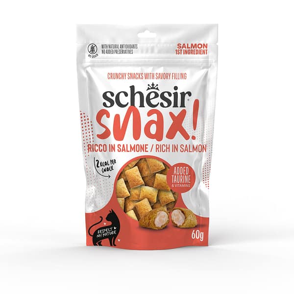 L-01617.jpg Schesir Snax! teraviljavaba pehme lõhemaitseline maius kassidele 60 gr.