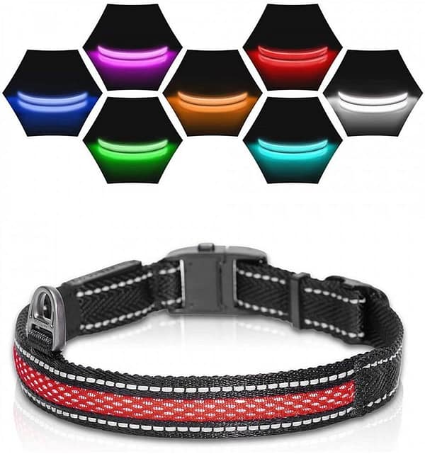 led-valgusega-tekstiilist-kaelarihm-koerale-must-8-valgusreziimi-dogness LED valgusribaga must kaelarihm, 8 valgusrežiimi