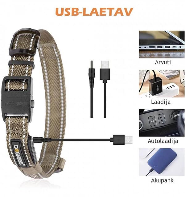 led-valgusega-tekstiilist-kaelarihm-koerale-pruun-8-valgusreziimi-dogness (1) LED valgusribaga lilla kaelarihm, 8 valgusrežiimi