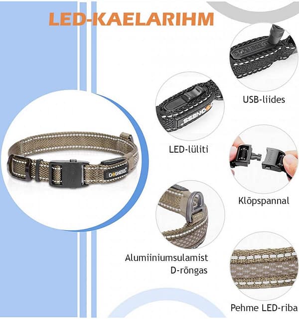led-valgusega-tekstiilist-kaelarihm-koerale-pruun-8-valgusreziimi-dogness (2) LED valgusribaga lilla kaelarihm, 8 valgusrežiimi