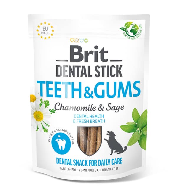 Brit Dental Stick teeth & gums taimsed närimispulgad koertele hammaste puhastamiseks, pakendis 7 tk., 251 gr.