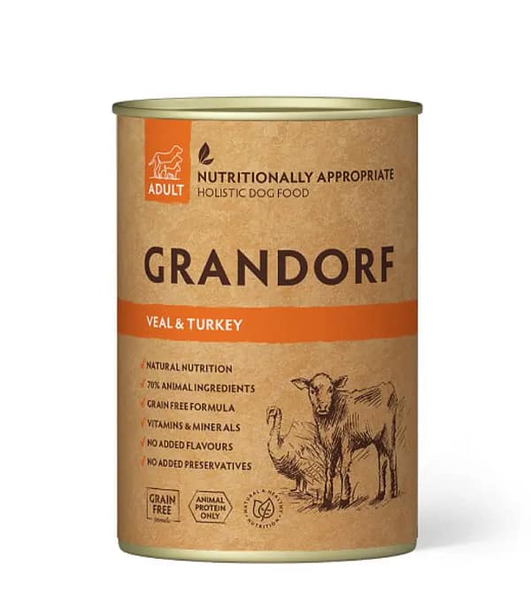 grandorf-veal 6 x 400 gr. Grandorf teraviljavaba konservsööt üle 1-aastastele koertele vasika-& kalkunilihast