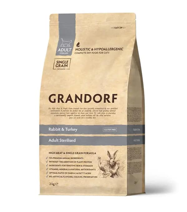 400 gr. Grandorf Cat täissööt steriliseeritud/kastreeritud täiskasvanud kassidele jänese-ja kalkunilihast