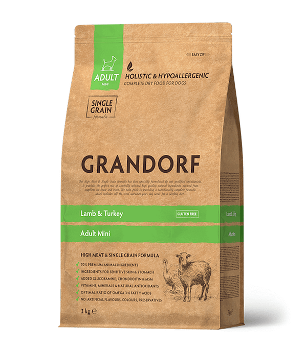 grandorf-lamb-2 8 kg. Grandorf täissööt täiskasvanud väikest kasvu koertele lamba-ja kalkunilihaga