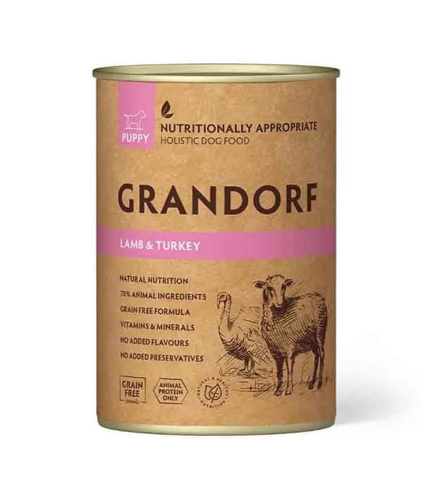 6 x 200 gr. Grandorf teraviljavaba konservsööt kutsikatele lamba- ja kalkunilihast
