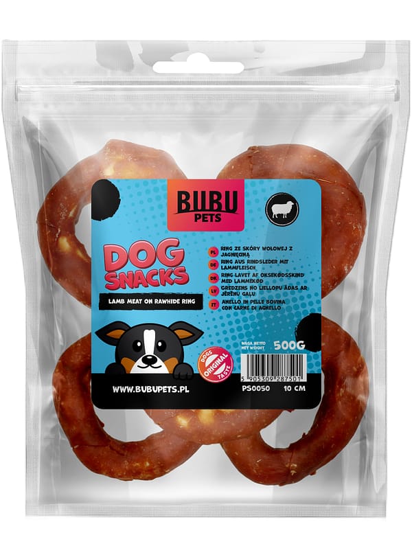 Bubu Pets koeramaius veisenahast rõngad lambalihaga 10 cm. 500 gr.