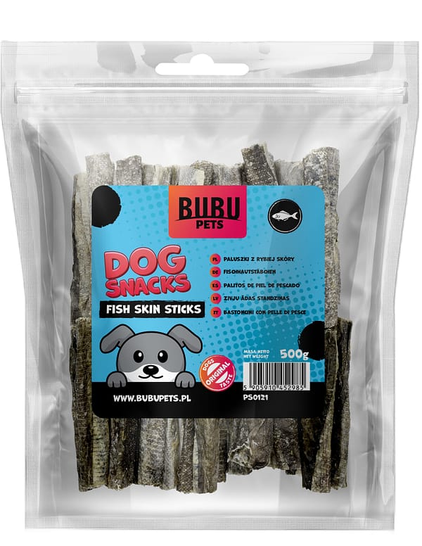 Bubu Pets naturaalne koeramaius- kalanahast närimispulgad 500 gr.