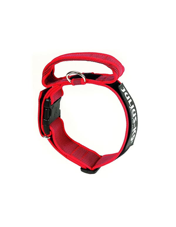 Julius-K9 käepidemega kaelarihm koerale punane/hall, kaelaümbermõõdule 49-70 cm.
